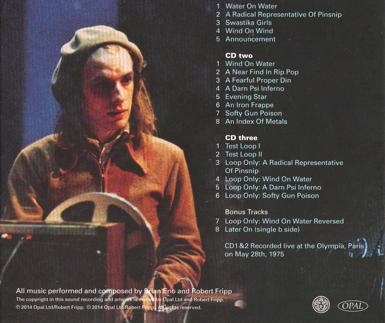 Fripp & Eno Live In Paris (CD case back cover)