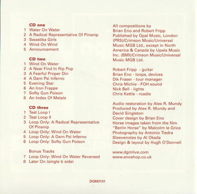 Fripp & Eno Live In Paris tracks & credits