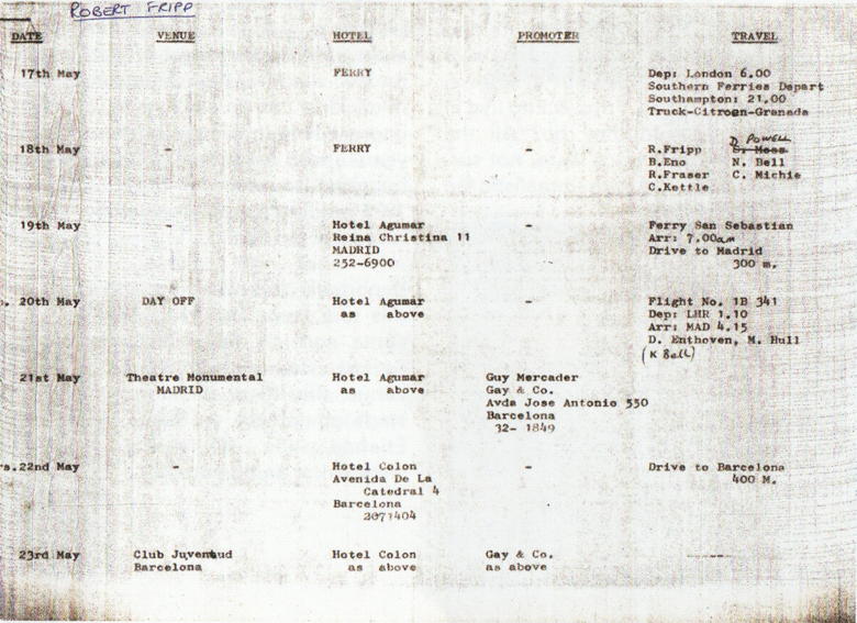 A part of the 1975 itinerary